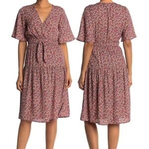 Superfoxx Floral Flutter Sleeve Tie Waist Midi Dress